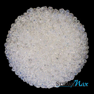 8/0 CRYSTAL IRIS Seed Beads / sold in one ounce packs / approx 3.1mm diameter / Czech glass beads