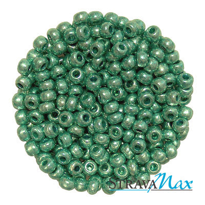 6/0 METALLIC GREEN Seed Beads / sold in 1 ounce packs / Preciosa Czech Glass