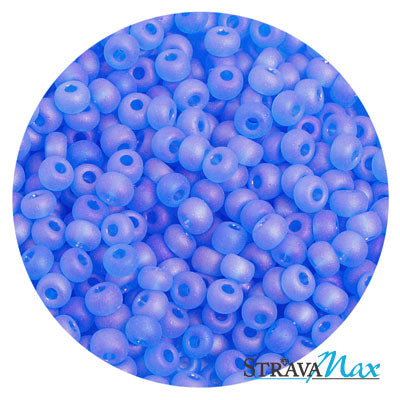 6/0 AQUA BLUE MATTE AB Seed Beads / sold in 1 ounce packs / Preciosa Czech Glass