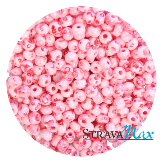 6/0 WHITE PINK TERRA MELAFYR Seed Beads / sold in 1 ounce packs / Preciosa Czech Glass