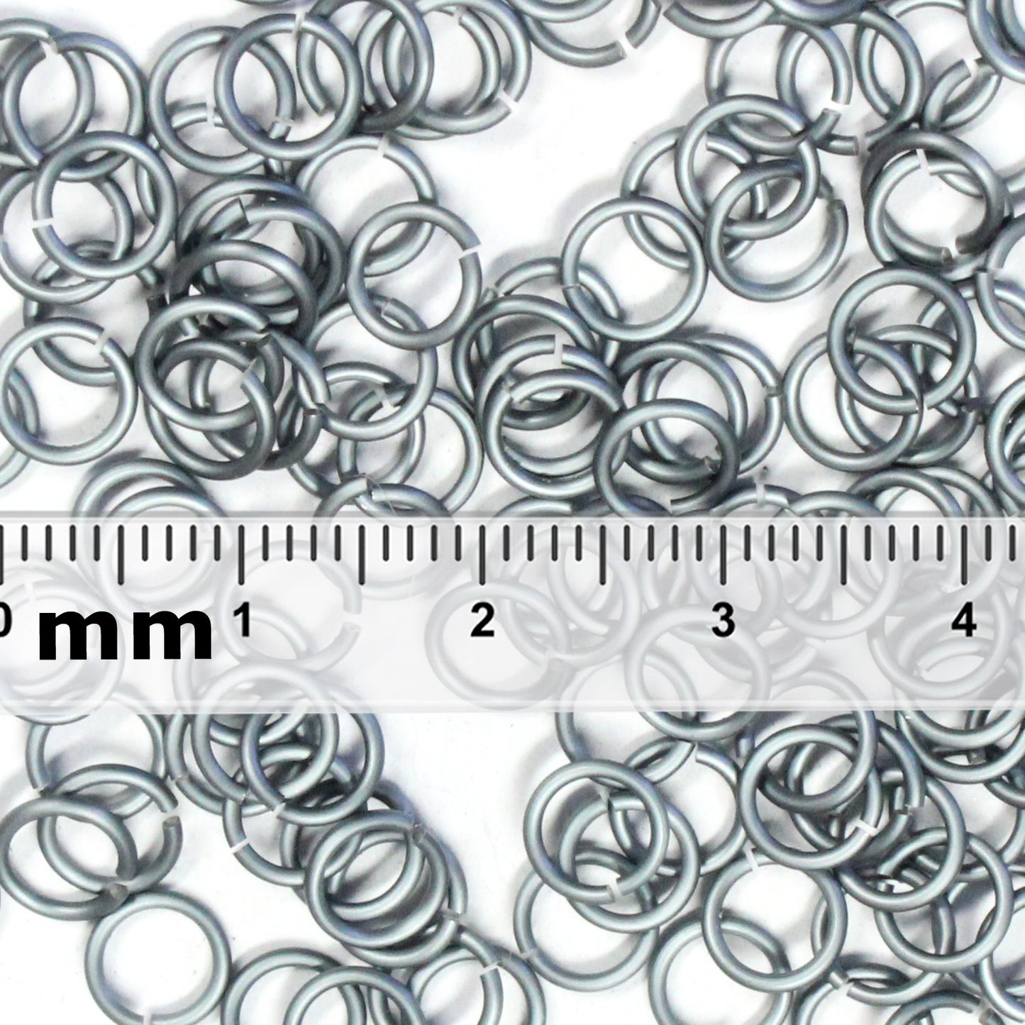 MATTE BLACK ICE 5mm 18 GA Jump Rings / 5 Gram Pack (approx 130) / sawcut round open anodized aluminum