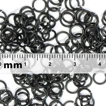 MATTE BLACK 5mm 18 GA Jump Rings / 5 Gram Pack (approx 130) / sawcut round open anodized aluminum