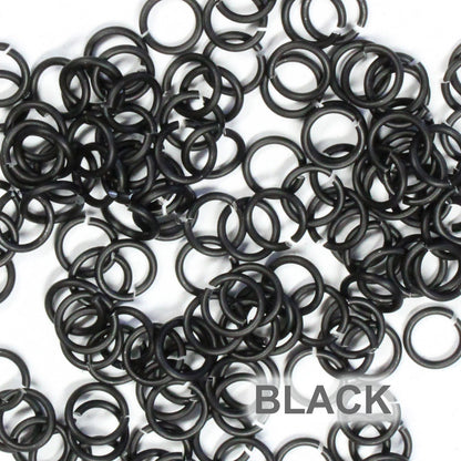 MATTE BLACK 5mm 18 GA Jump Rings / 5 Gram Pack (approx 130) / sawcut round open anodized aluminum