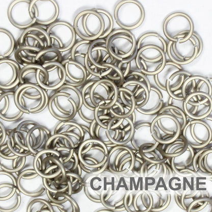 MATTE CHAMPAGNE 5mm 18 GA Jump Rings / 5 Gram Pack (approx 130) / sawcut round open anodized aluminum