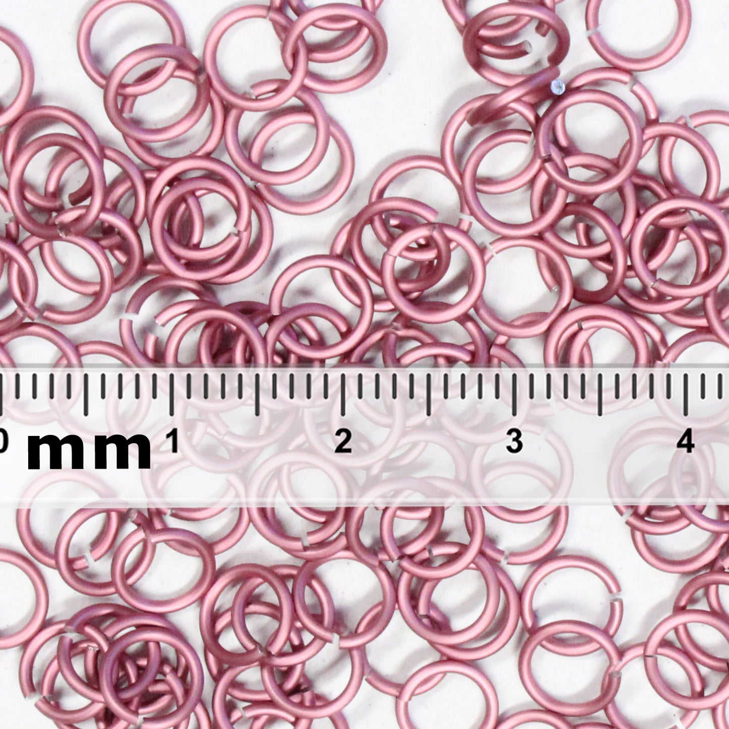 MATTE PINK 5mm 18 GA Jump Rings / 5 Gram Pack (approx 130) / sawcut round open anodized aluminum