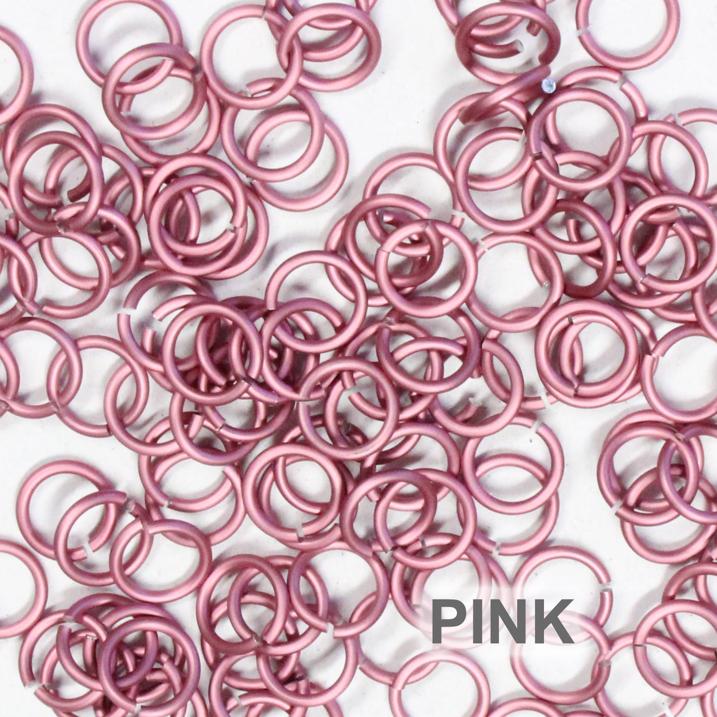 MATTE PINK 5mm 18 GA Jump Rings / 5 Gram Pack (approx 130) / sawcut round open anodized aluminum