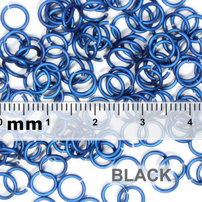 MATTE ROYAL BLUE 5mm 18 GA Jump Rings / 5 Gram Pack (approx 130) / sawcut round open anodized aluminum