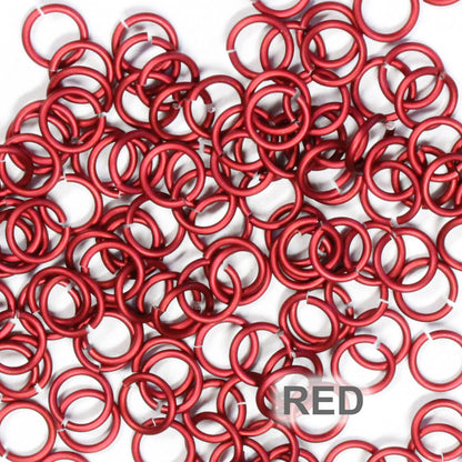 MATTE RED 5mm 18 GA Jump Rings / 5 Gram Pack (approx 130) / sawcut round open anodized aluminum