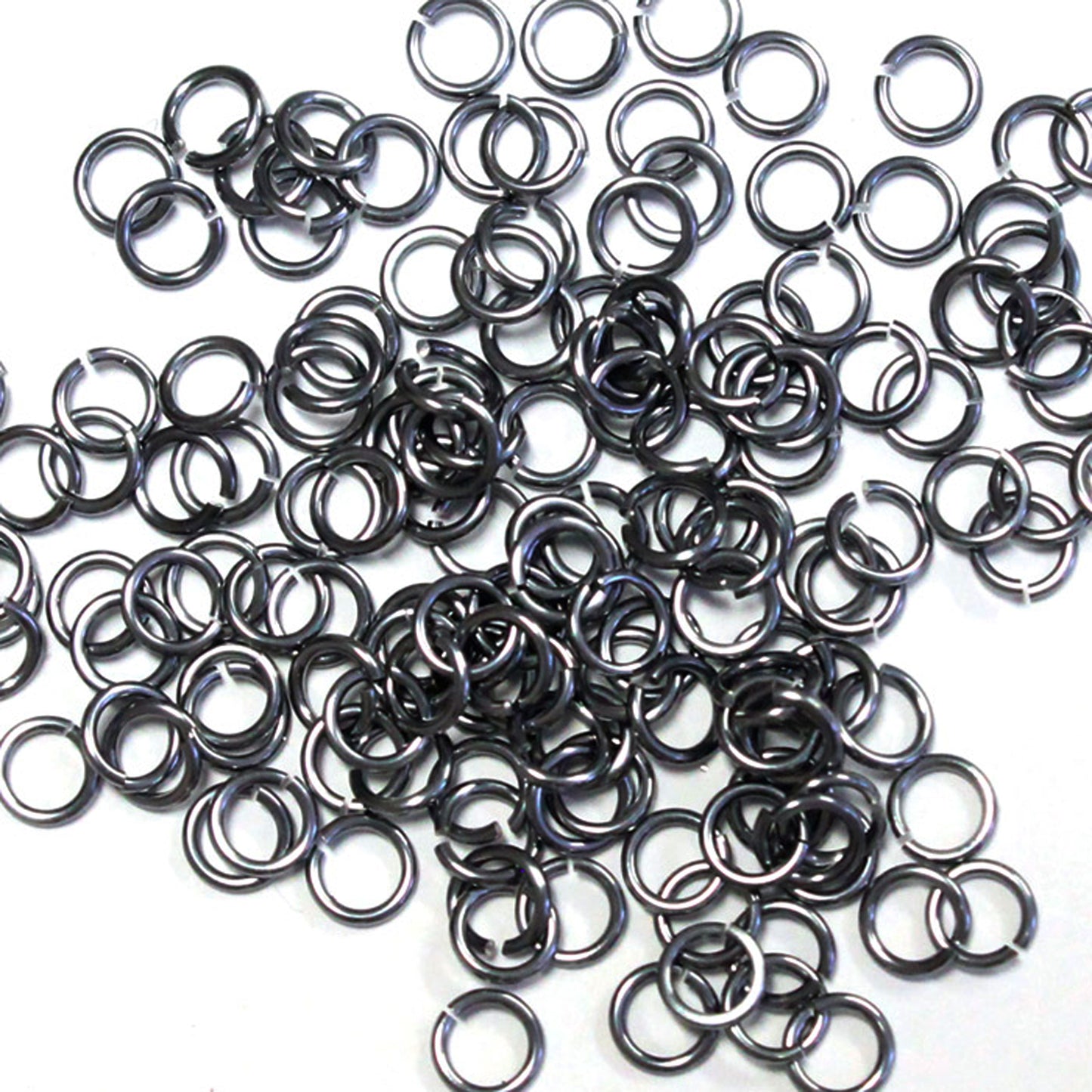 SHINY DARK BLACK ICE 3.4mm 20 GA Jump Rings / 5 Gram Pack (approx 275) / sawcut round open anodized aluminum