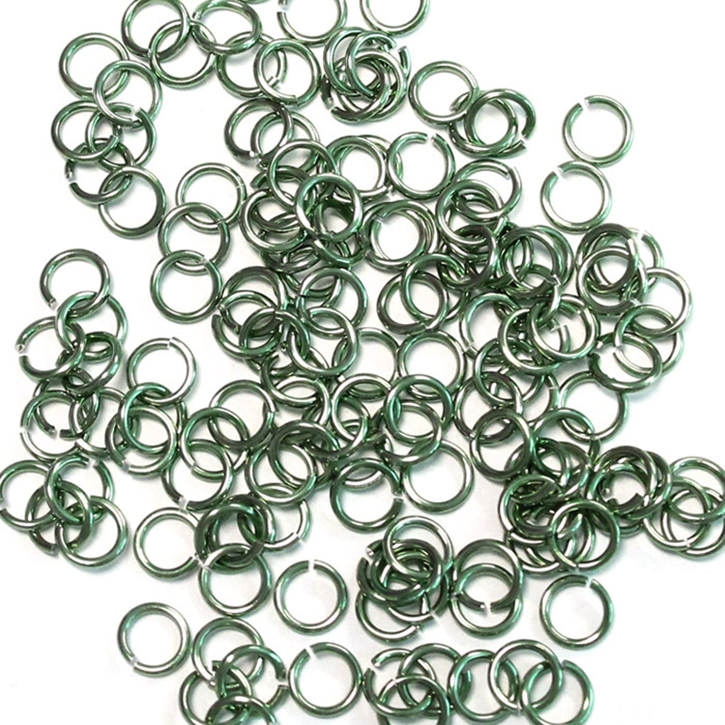 SHINY DARK SEAFOAM GREEN 3.4mm 20 GA Jump Rings / 5 Gram Pack (approx 275) / sawcut round open anodized aluminum