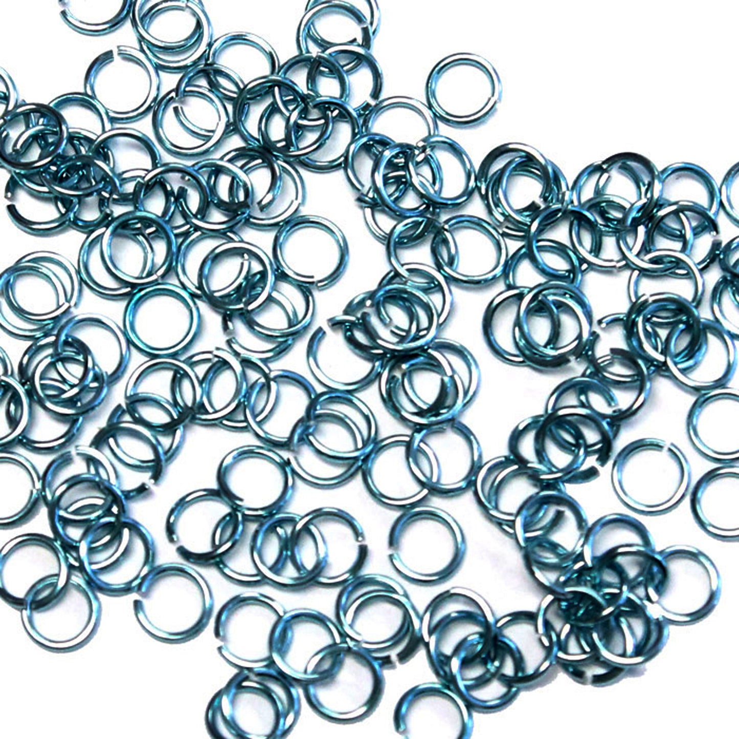 SHINY DARK SKY BLUE 3.4mm 20 GA Jump Rings / 5 Gram Pack (approx 275) / sawcut round open anodized aluminum