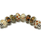 Nectarine Blend Lampwork Beads / 8 bead strand / 4.5mm ID / 9x13mm rondelle with a silver core