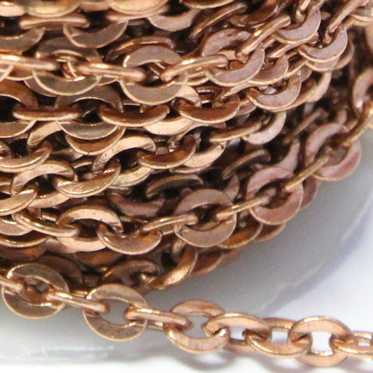 Antique Copper Flat Cable Chain / 3 x 2 mm links / sold by the foot