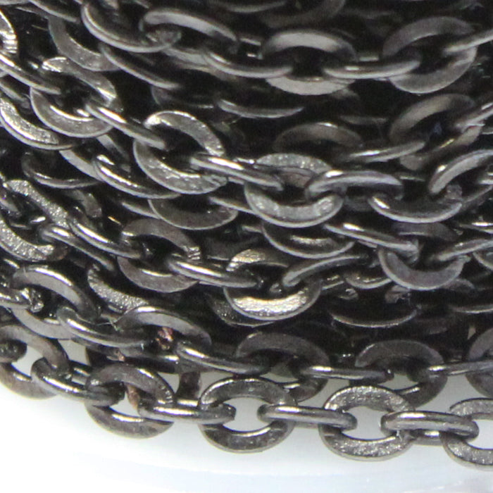 Hematite Flat Cable Chain / 3 x 2 mm links / sold by the foot