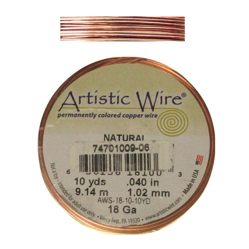 NATURAL COPPER 18 Gauge Round Wire / 10 Yard Roll / Artistic Wire