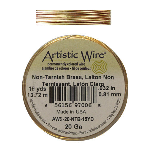 YELLOW BRASS 20 Gauge Round Wire / 15 Yard Roll / Artistic Wire