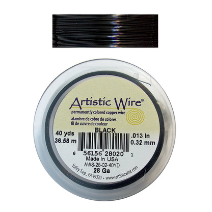 BLACK 28 Gauge Color-Coated Round Wire / 40 Yard Roll / Artistic Wire