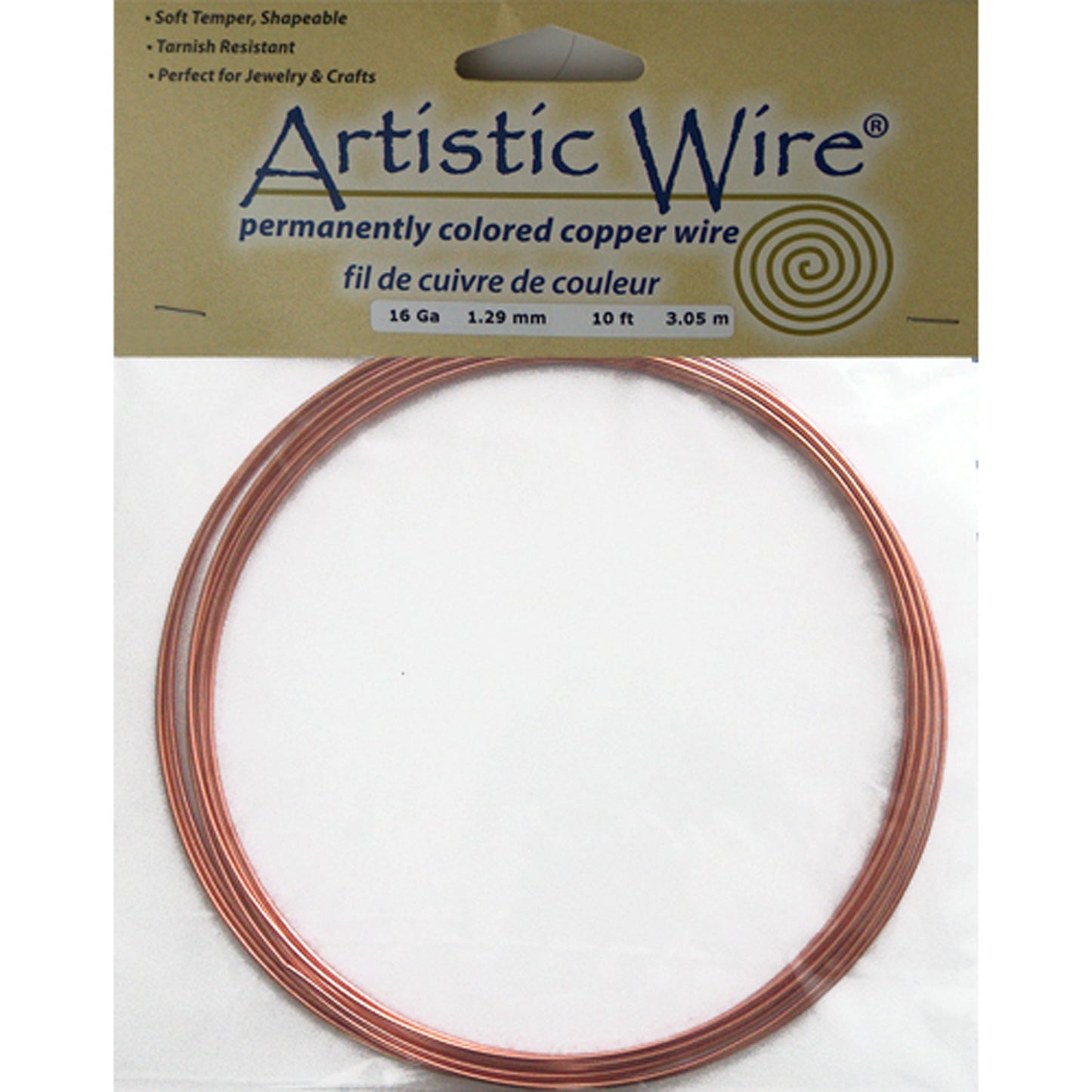 NATURAL COPPER 16 Gauge Round Wire / 10 Foot Roll / Artistic Wire
