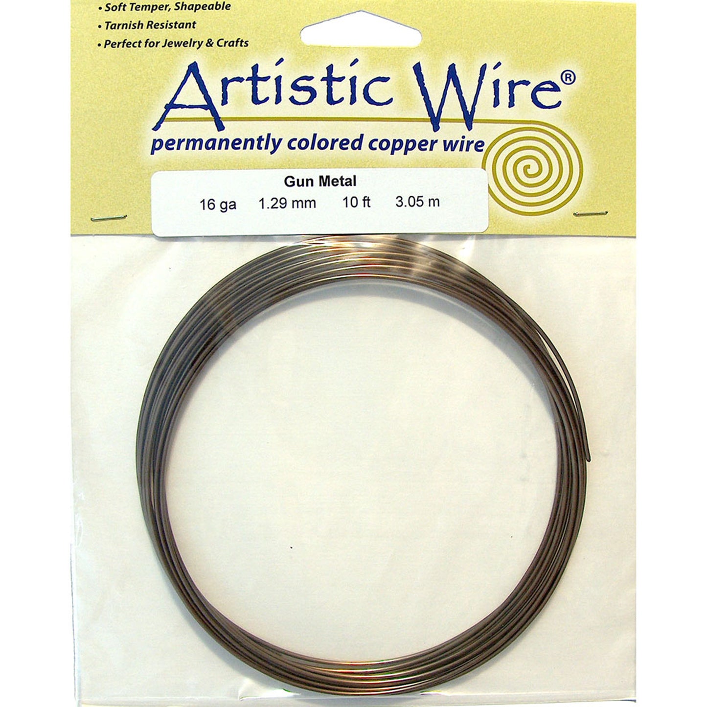 GUN METAL 16 Gauge Round Wire / 10 Foot Roll / Artistic Wire