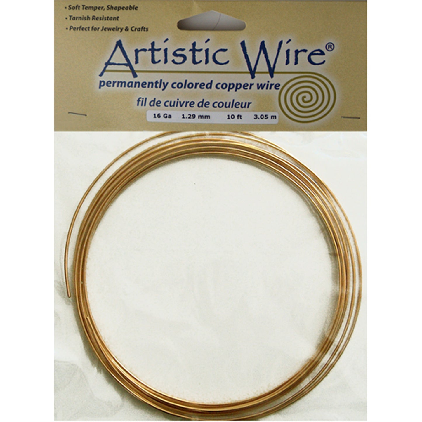 YELLOW BRASS 16 Gauge Round Wire / 10 Foot Roll / Artistic Wire