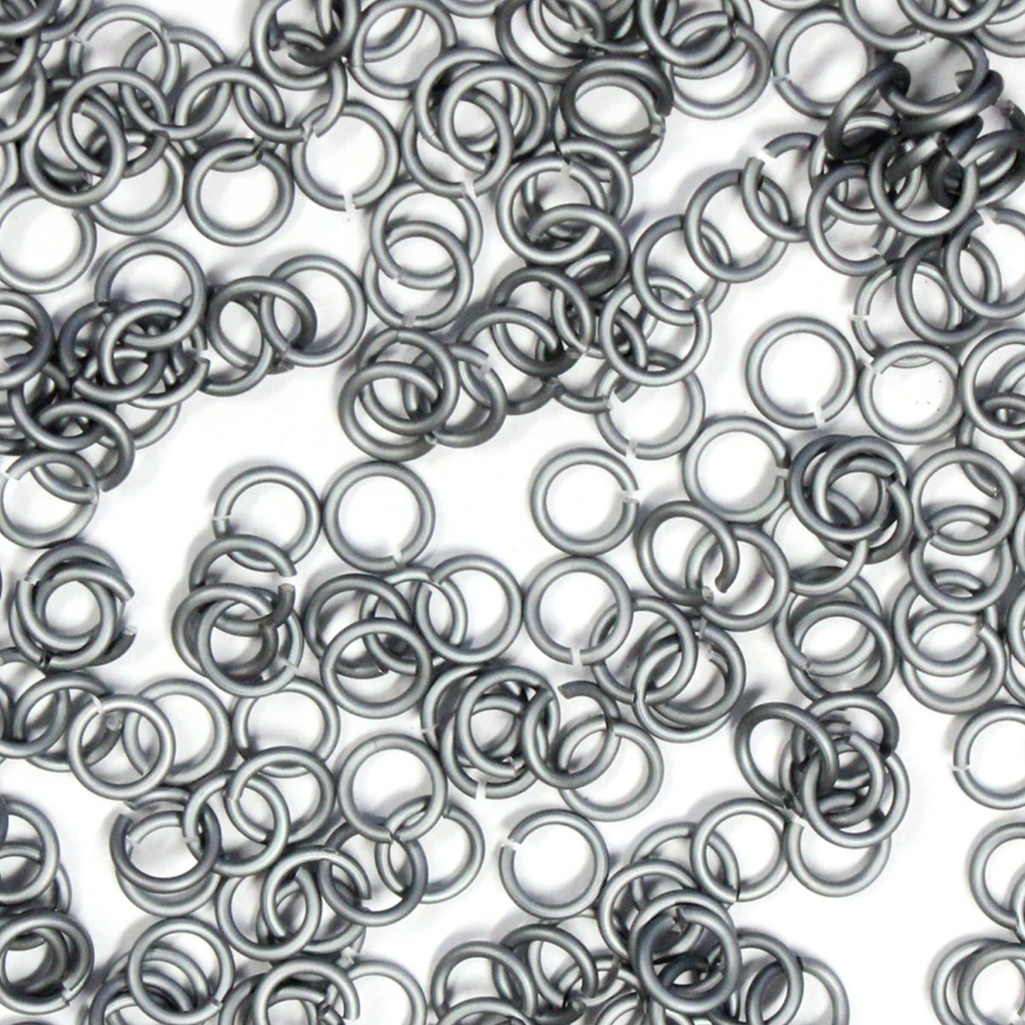 MATTE BLACK ICE 3.4mm 20 GA Jump Rings / 5 Gram Pack (approx 275) / sawcut round open anodized aluminum
