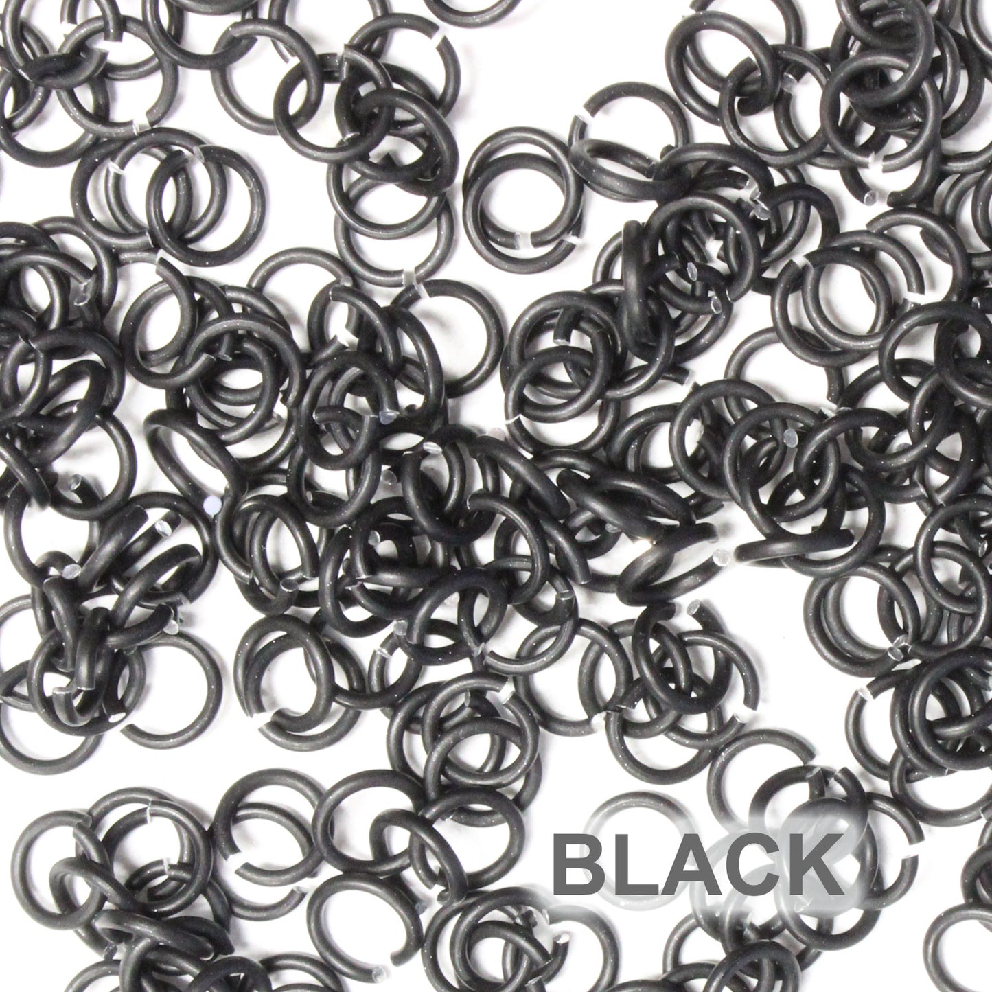 MATTE BLACK 3.4mm 20 GA Jump Rings / 5 Gram Pack (approx 275) / sawcut round open anodized aluminum