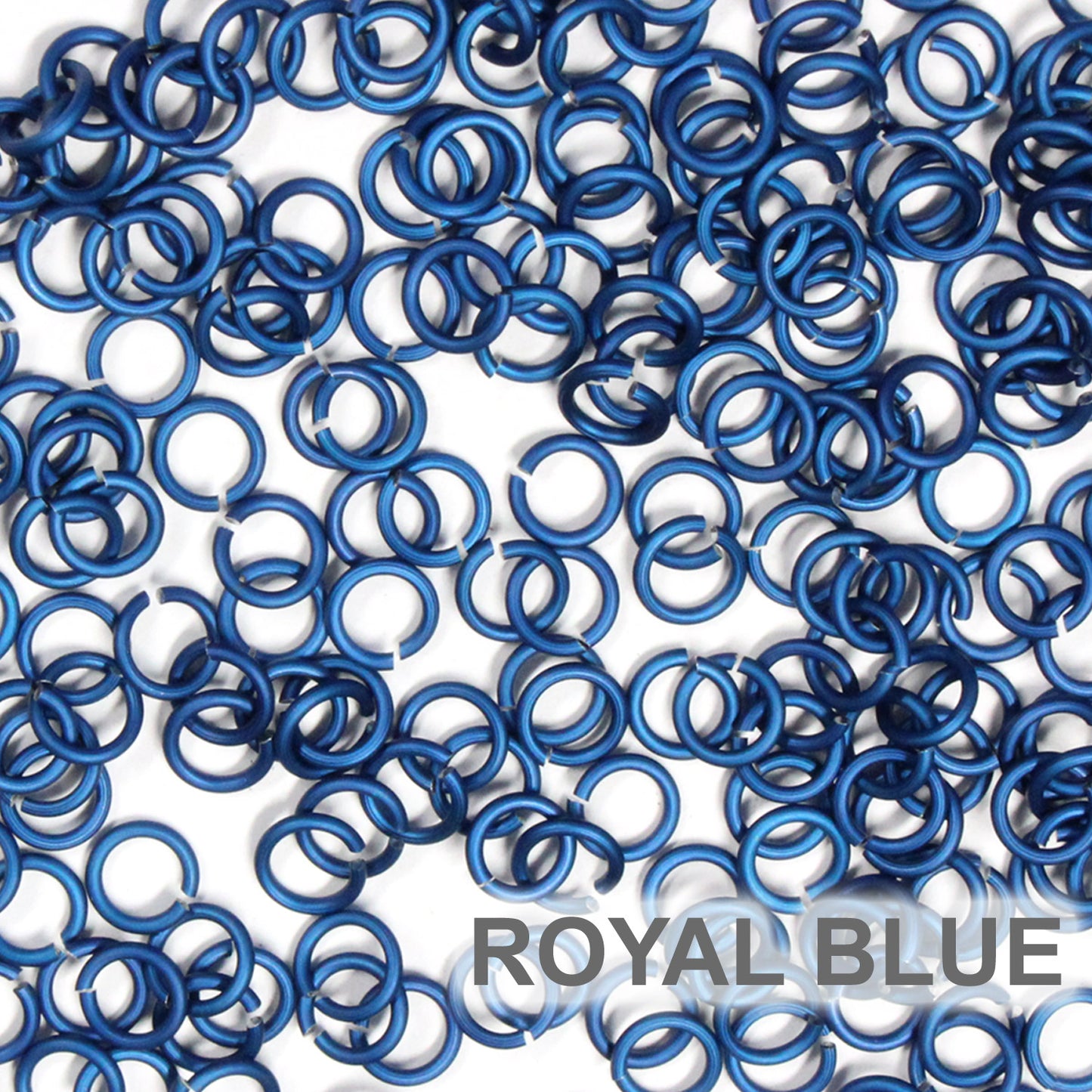 MATTE ROYAL BLUE 3.4mm 20 GA Jump Rings / 5 Gram Pack (approx 275) / sawcut round open anodized aluminum