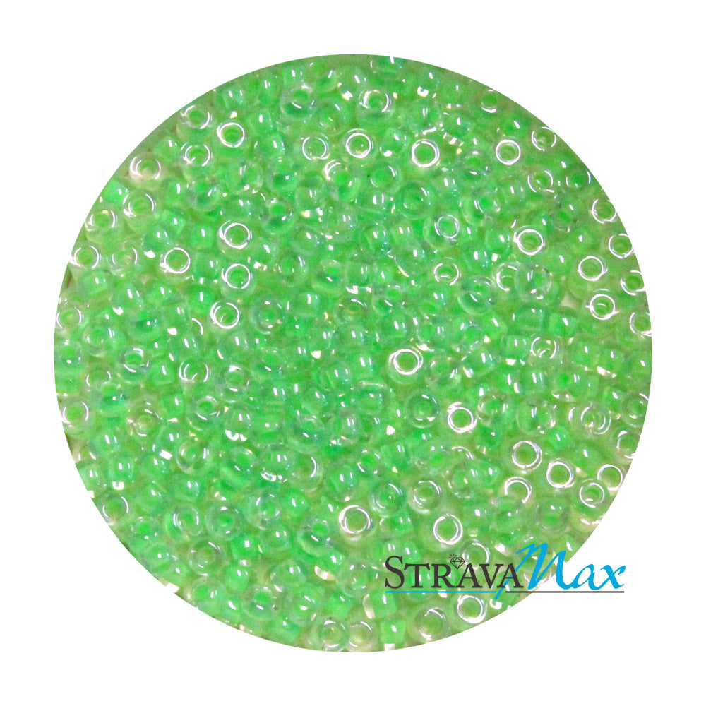 8/0 Luminous Bright Lime Color Lined Miyuki Round Seed Beads / sold in one ounce packs (approx 1100 beads)