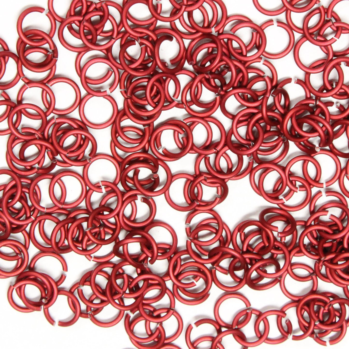 MATTE RED 4mm 20 GA Jump Rings / 5 Gram Pack (approx 240) / sawcut round open anodized aluminum