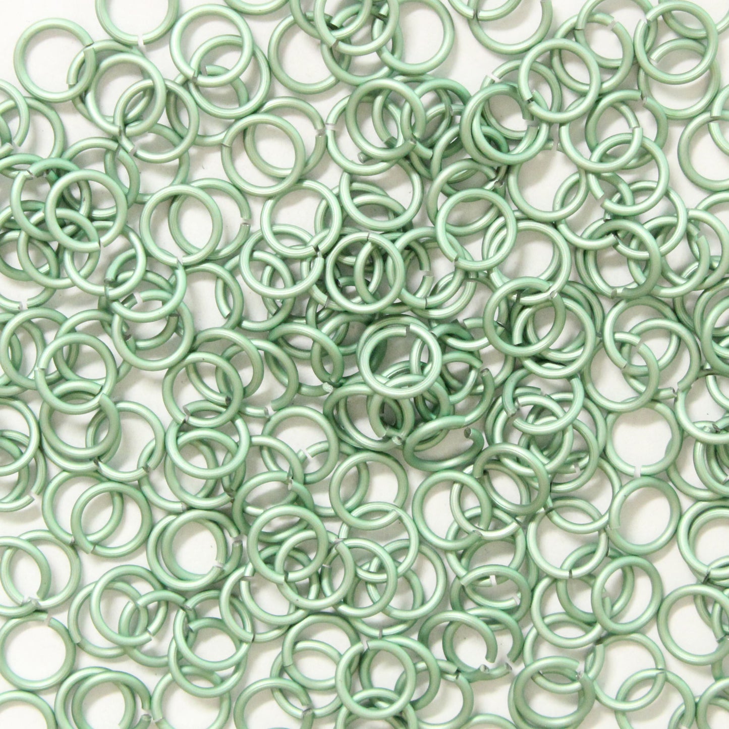MATTE SEAFOAM GREEN 4mm 20 GA Jump Rings / 5 Gram Pack (approx 240) / sawcut round open anodized aluminum