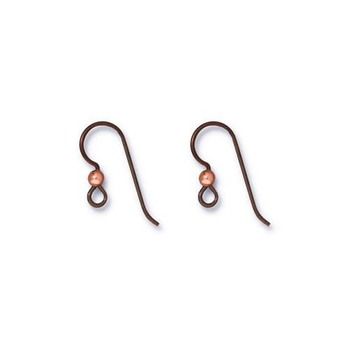 TierraCast Niobium Antique Copper Hook Earwires / with 3mm bright copper ball / open loop for adding charms or pendants