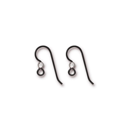 TierraCast Niobium Black Hook Earwires / with 3mm SS ball / open loop for adding charms or pendants
