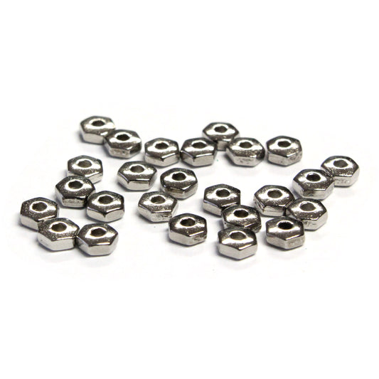 TierraCast 4mm Hex Heishi Spacer Bead / pewter with a white bronze finish / 93-0411-70