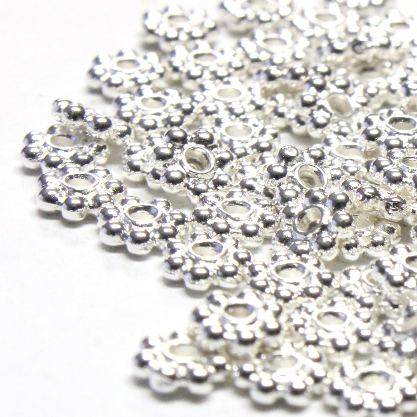 TierraCast 5mm Beaded Daisy Spacer Bead / pewter with a bright silver finish / 93-0421-11
