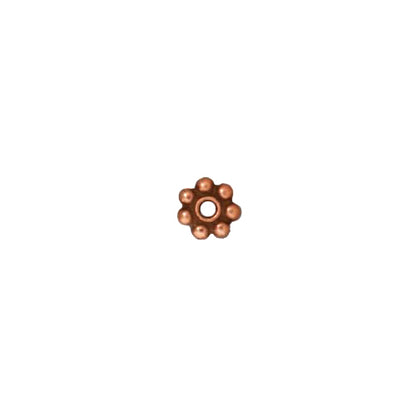 TierraCast 5mm Beaded Daisy Spacer Bead / pewter with antique copper finish