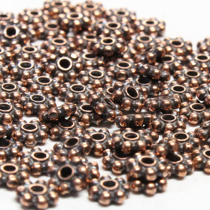 TierraCast 5mm Beaded Daisy Spacer Bead / pewter with antique copper finish