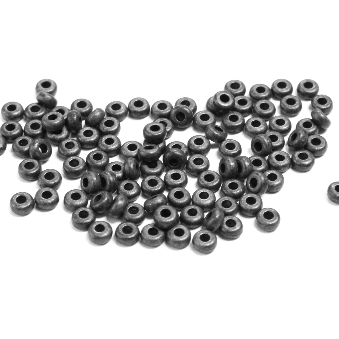 TierraCast 3mm Disk Heishi Spacer Bead / pewter with a black finish / 100 Bead Pack