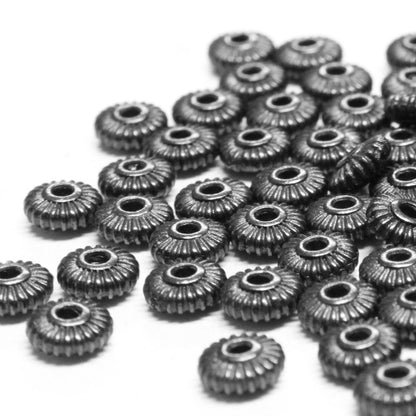 TierraCast 5mm Heishi Crown Spacer Bead / pewter with a black finish / 100 Bead Pack