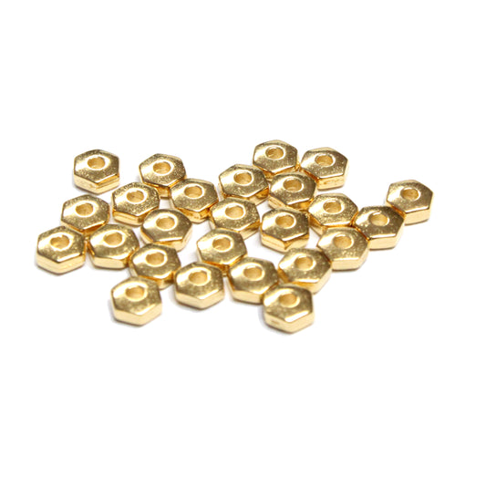 TierraCast 4mm Hex Heishi Spacer Bead / pewter with a bright gold finish / 93-0411-25