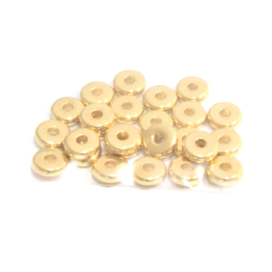 TierraCast 5mm Disk Heishi Spacer Bead / pewter with a bright gold finish / 93-0441-25