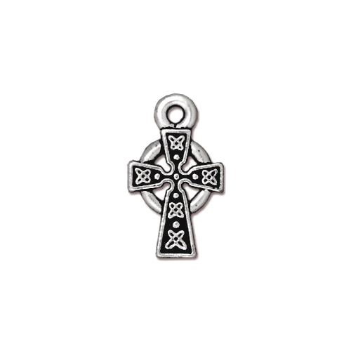 TierraCast Celtic Cross Charm / pewter with antique silver finish