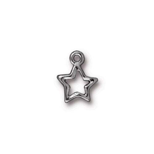 TierraCast Open Star Charm / plated pewter with a white bronze finish / 94-2106-70