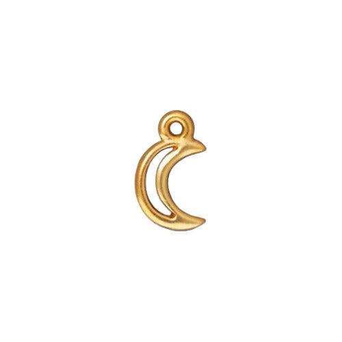 TierraCast Open Crescent Moon Charm / plated pewter with a bright gold finish