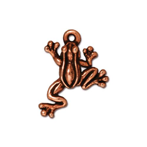 TierraCast Leap Frog Charm / pewter with antique copper finish