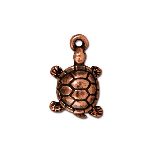 TierraCast Turtle Charm / pewter with antique copper finish