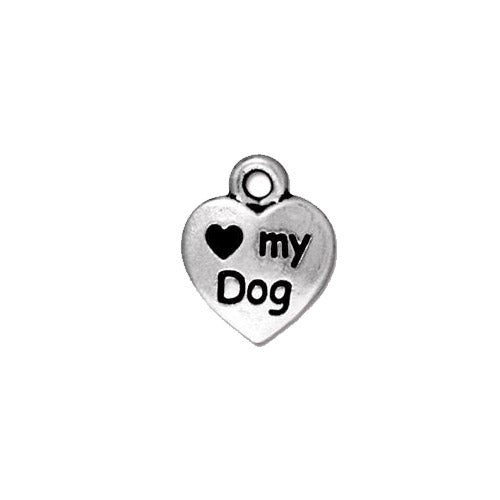TierraCast Love My Dog Charm / pewter with antique silver finish