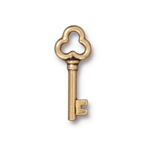 TierraCast Key Charm / pewter with antique gold finish