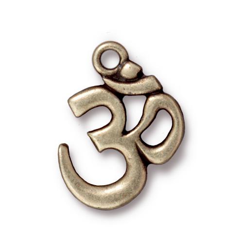 TierraCast 22mm Om Charm / pewter with a brass oxide finish