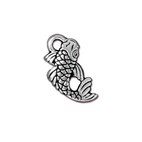 TierraCast 18mm Koi Charm / pewter with antique silver finish