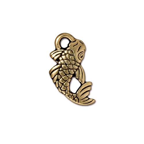 TierraCast 18mm Koi Charm / pewter with antique gold finish